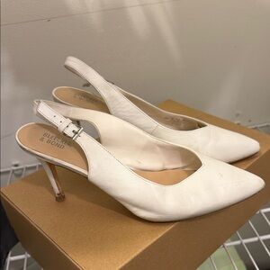 Bleeker & Bond Elegant White Slingback Heels